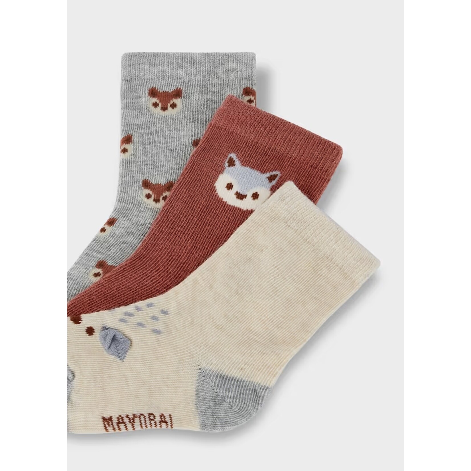 Mayoral MAYORAL - Lot de 3 paires de chaussettes pour bébé/enfant renard 'beige clair/gris/orange brûlé'