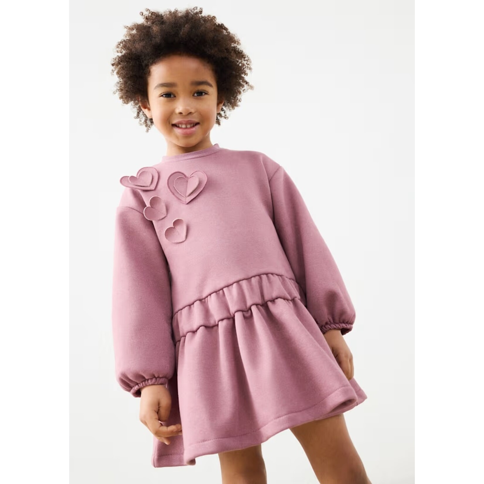 Mayoral MAYORAL - Robe violette à paillettes en polaire à motif de cœur