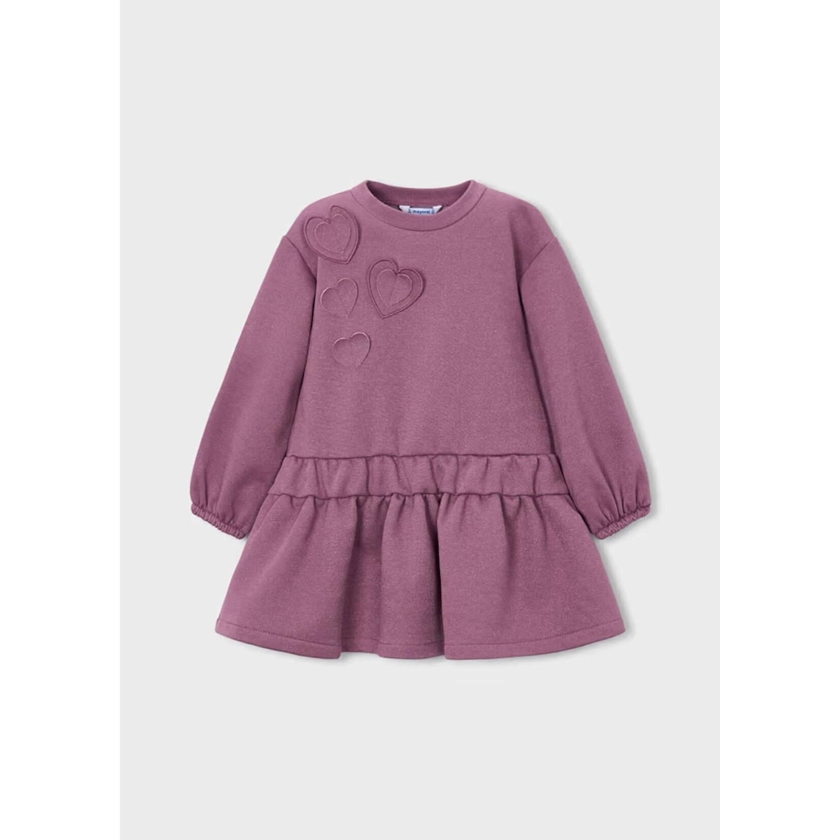Mayoral MAYORAL - Robe violette à paillettes en polaire à motif de cœur