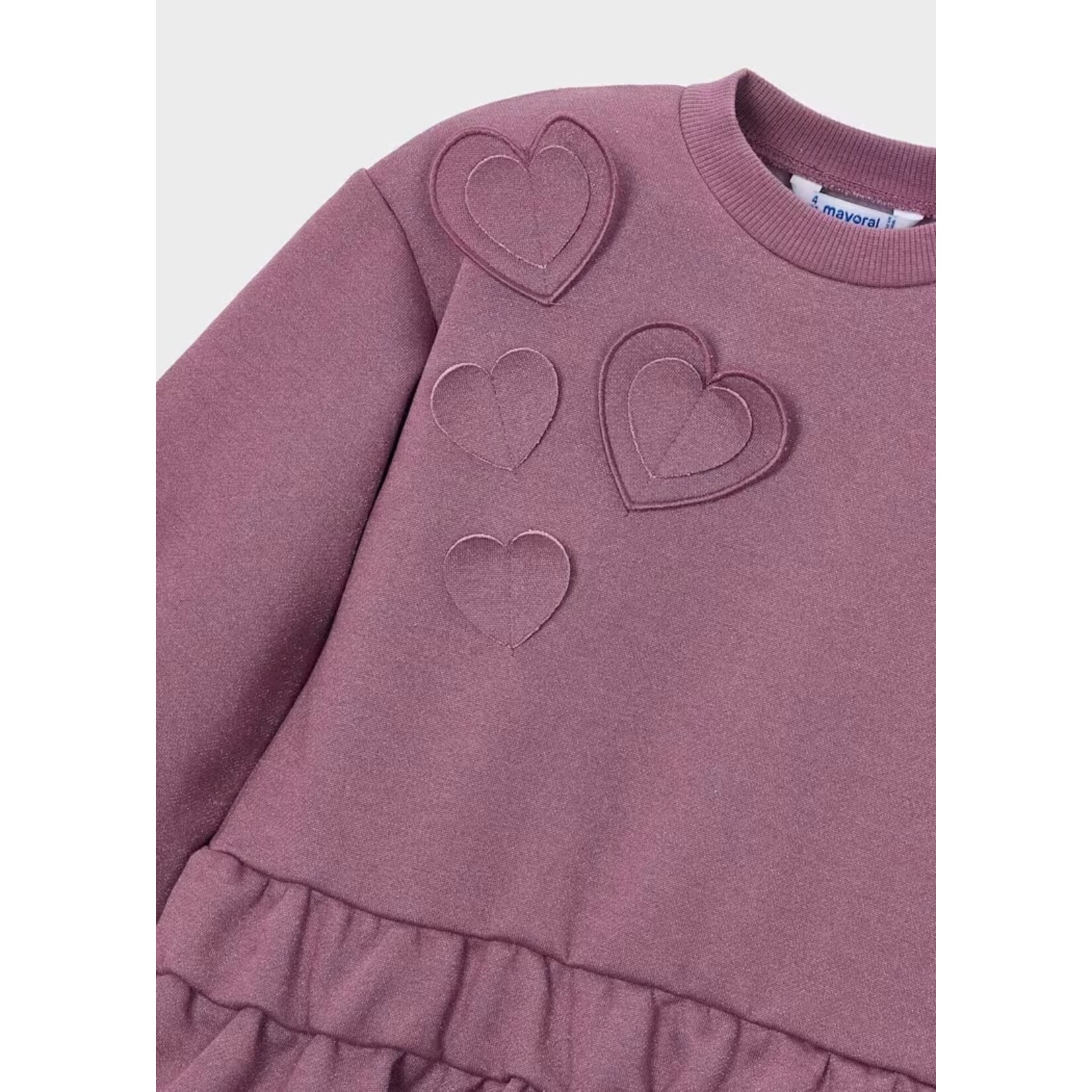 Mayoral MAYORAL - Purple sequined fleece dress with heart pattern