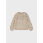 Mayoral MAYORAL - Beige pointelle knit sweater