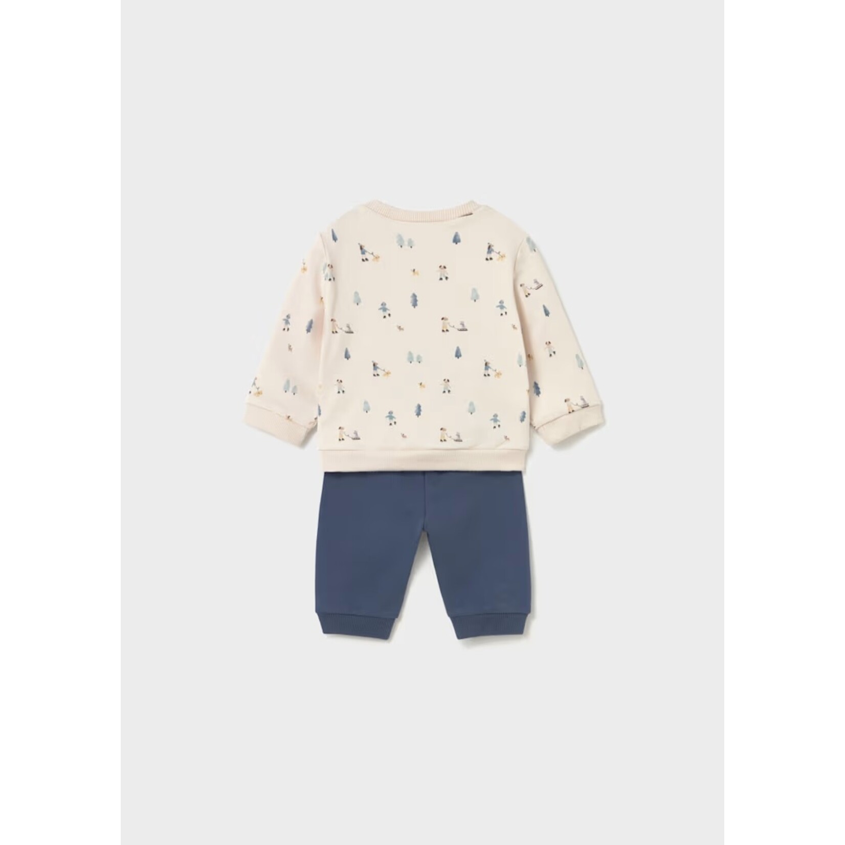 Mayoral MAYORAL - 2-piece set: Beige sweater with a skater print and blue trousers.
