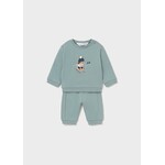 Mayoral MAYORAL - 2-piece set: Sweater with embroidery of a dog on a sled and turquoise trousers