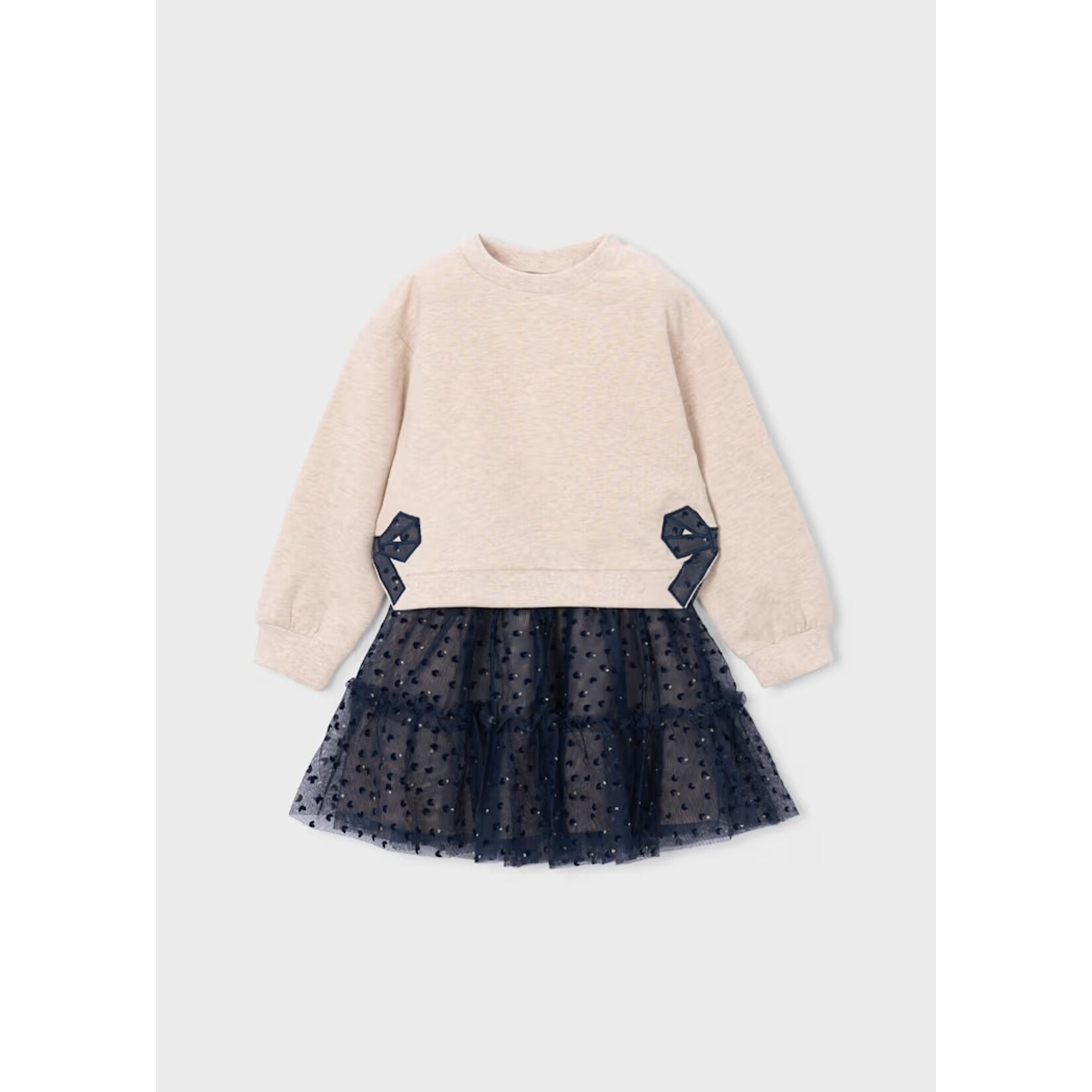 Mayoral MAYORAL - 2-Piece Set: Beige long-sleeved top and black tulle skirt