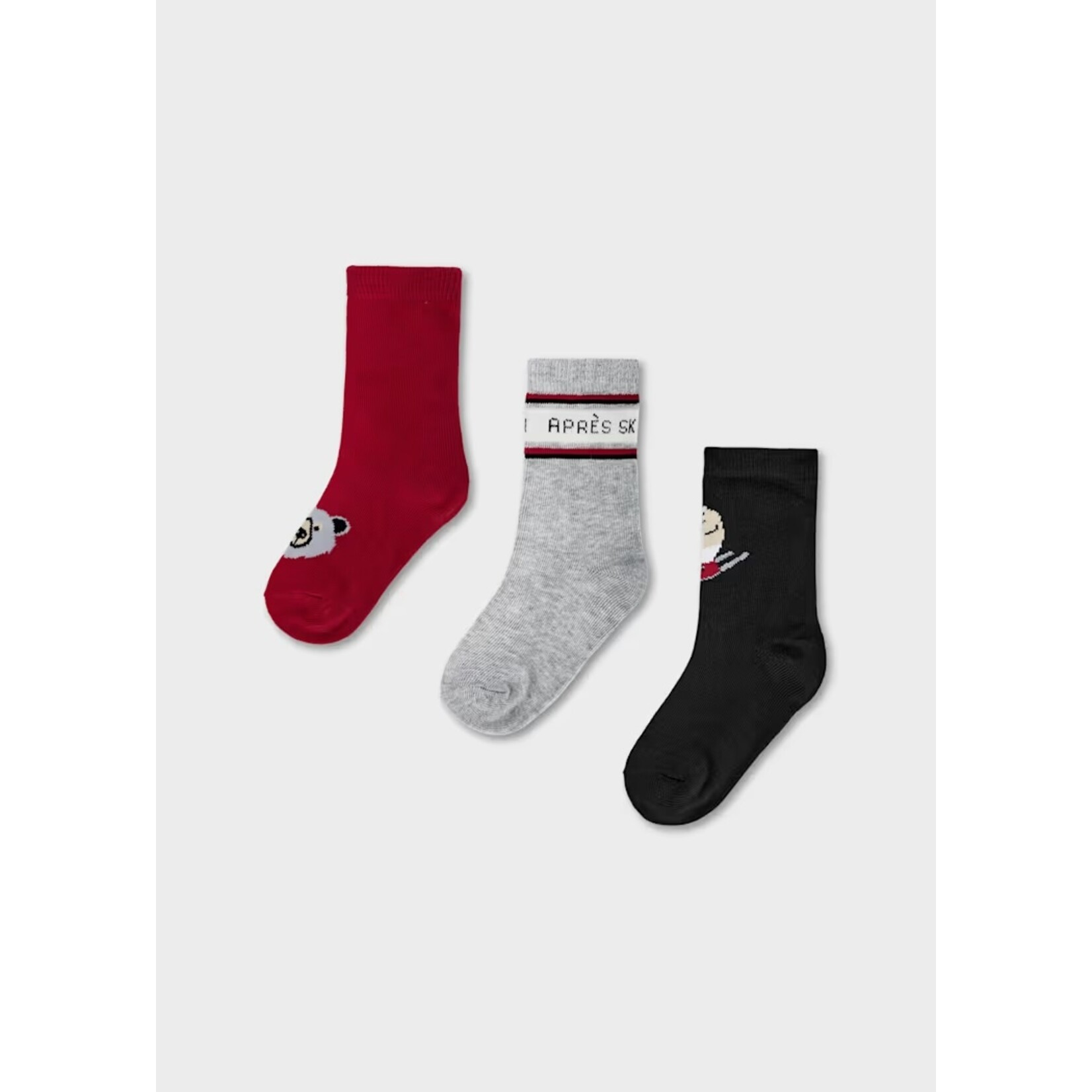 Mayoral MAYORAL - Set of 3 pairs of socks 'Red, black, and heather grey – Après-ski'