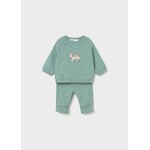 Mayoral MAYORAL - 2-Piece Set – Long-sleeved top and grow-with-me pants in verdigris with pull-toy embroidery