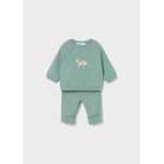 Mayoral MAYORAL - Ensemble 2 morceaux - Chandail à manches longues et pantalon évolutif vert-de-gris avec broderie de jouets à tirer