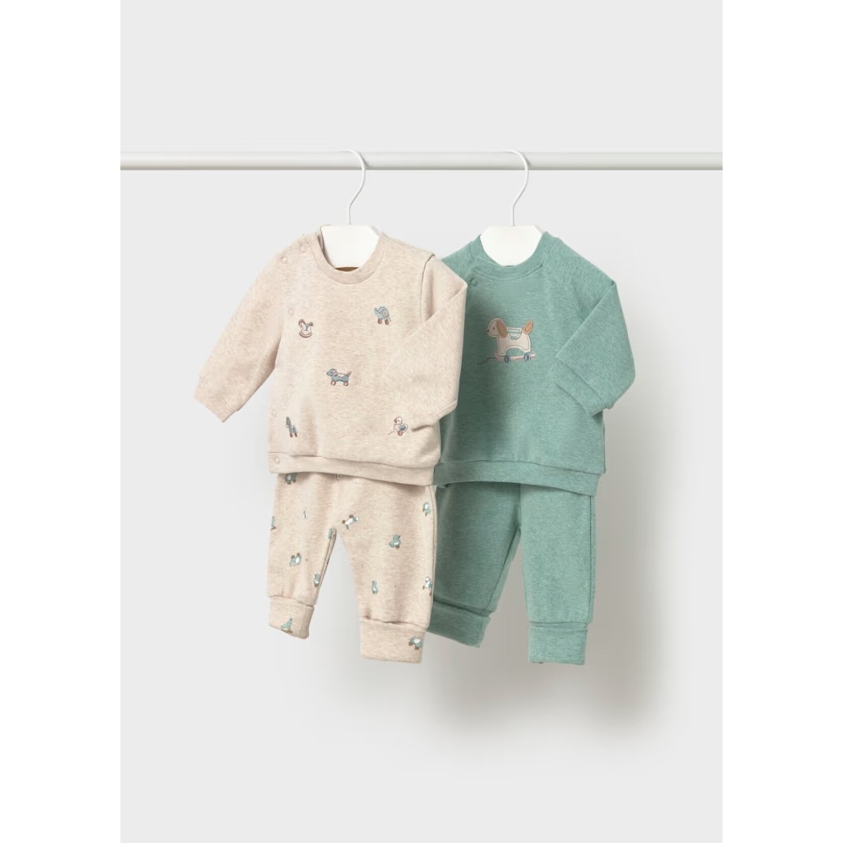 Mayoral MAYORAL - Ensemble 2 morceaux - Chandail à manches longues et pantalon évolutif vert-de-gris avec broderie de jouets à tirer