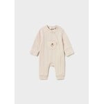 Mayoral MAYORAL - Grenouillère à manches longues à tissu côtelé beige avec poche et broderies