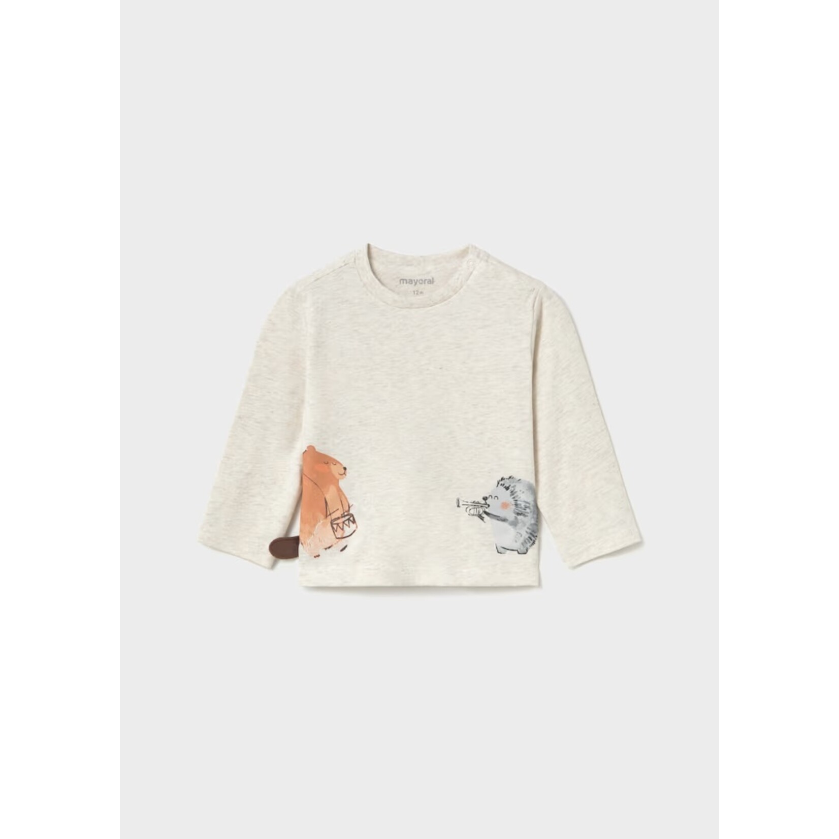 Mayoral MAYORAL - T-shirt beige chiné à manches longues avec imprimé d'animaux musiciens