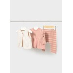 Mayoral MAYORAL - Three-piece set: Pink and white striped leggings with a sweater and cardigan