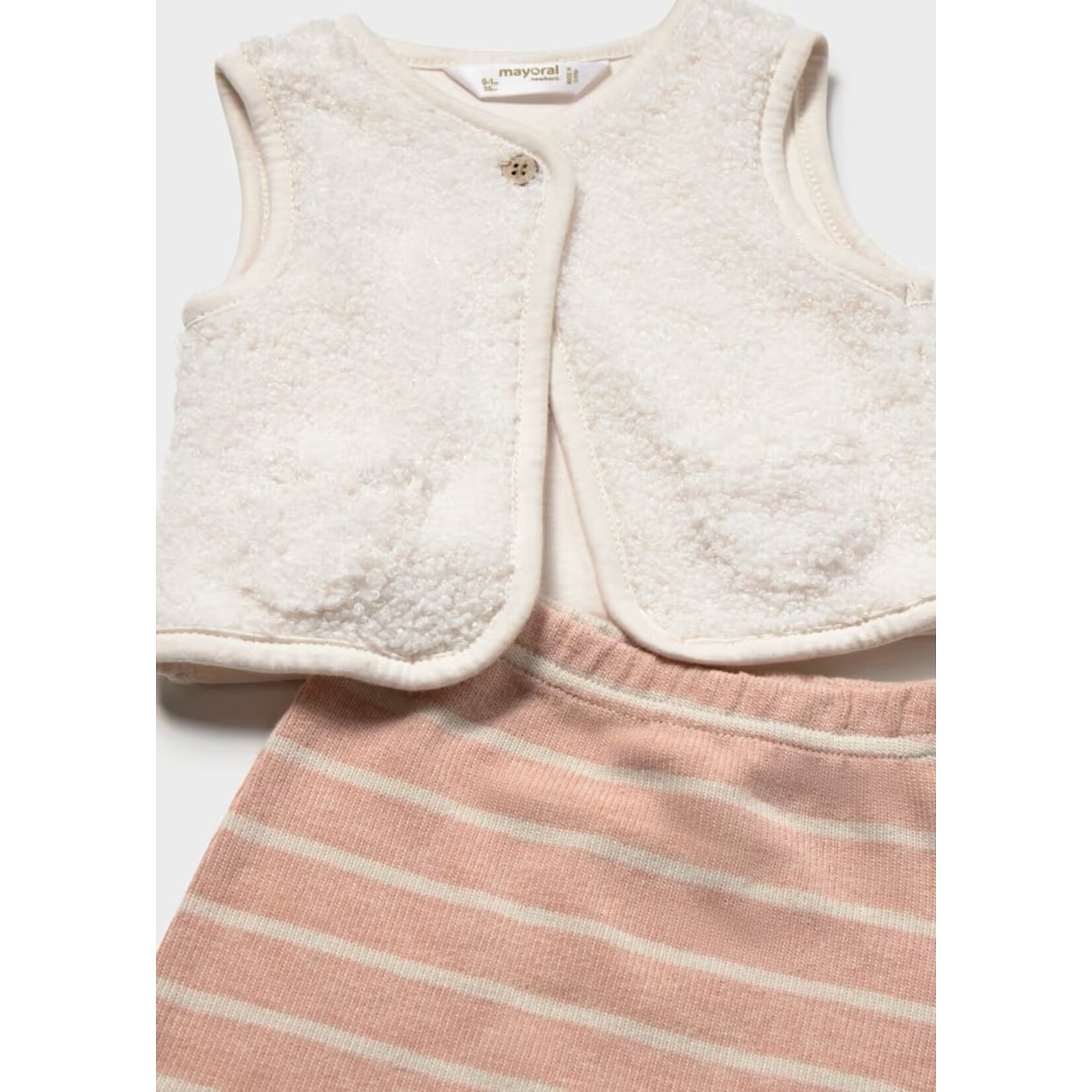 Mayoral MAYORAL - Three-piece set: Pink and white striped leggings with a sweater and cardigan