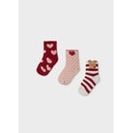 Mayoral MAYORAL - Lot de 3 paires de chaussettes pour bébé/enfant coeurs 'bourgogne/blanc rayé/rose '