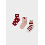 Mayoral MAYORAL - Set of 3 pairs of baby/child socks with hearts 'burgundy/white striped/pink'