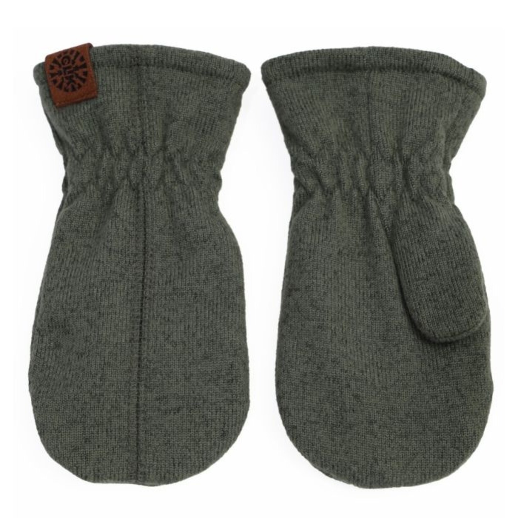 Calikids CALIKIDS - Mid-season soft-knit cotton mittens - Heather olive