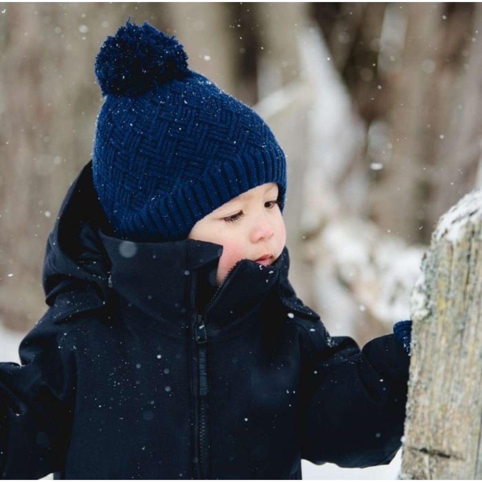 Calikids CALIKIDS - Tuque doublée en tricot pompon - Bleu marine