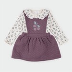 Petit Lem PETIT LEM - Ensemble cache-couche beige et robe salopette matelassée mauve foncé à imprimé floral
