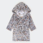 Petit Lem PETIT LEM - Moon-grey plush bathrobe with hockey stick print