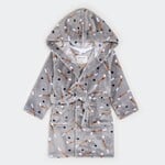 Petit Lem PETIT LEM - Robe de chambre en peluche gris lune à imprimé bâtons de hockey