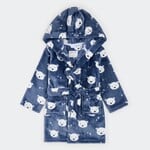 Petit Lem PETIT LEM - Indigo plush bathrobe with polar bear print