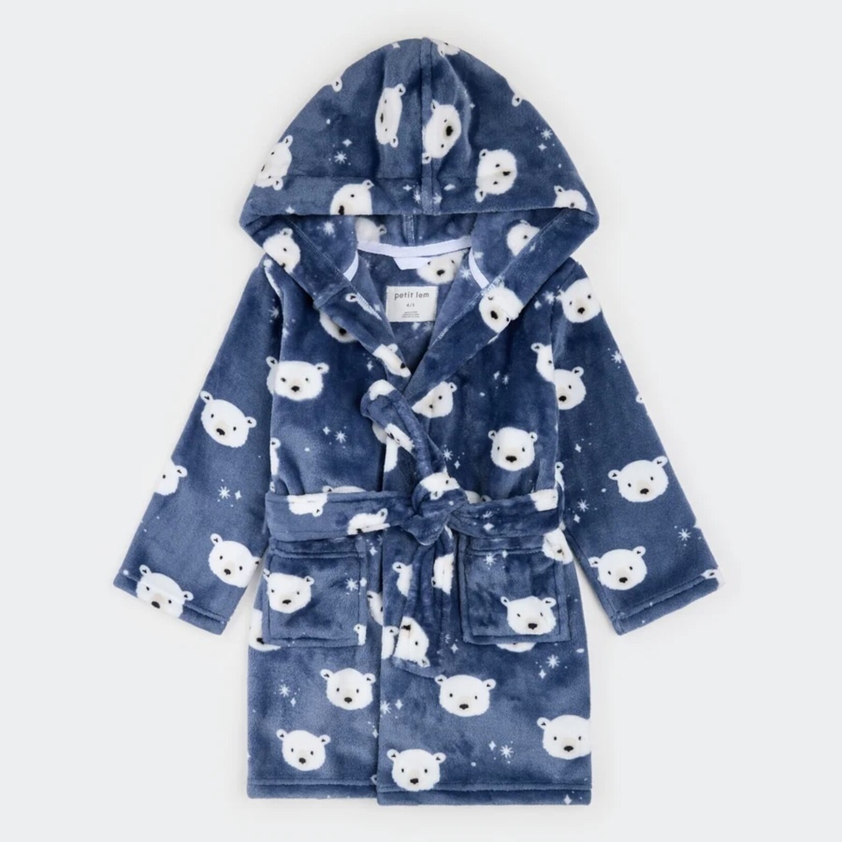 Petit Lem PETIT LEM - Indigo plush bathrobe with polar bear print