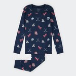 Petit Lem PETIT LEM - Navy blue hockey gear print pajama set (2-piece)
