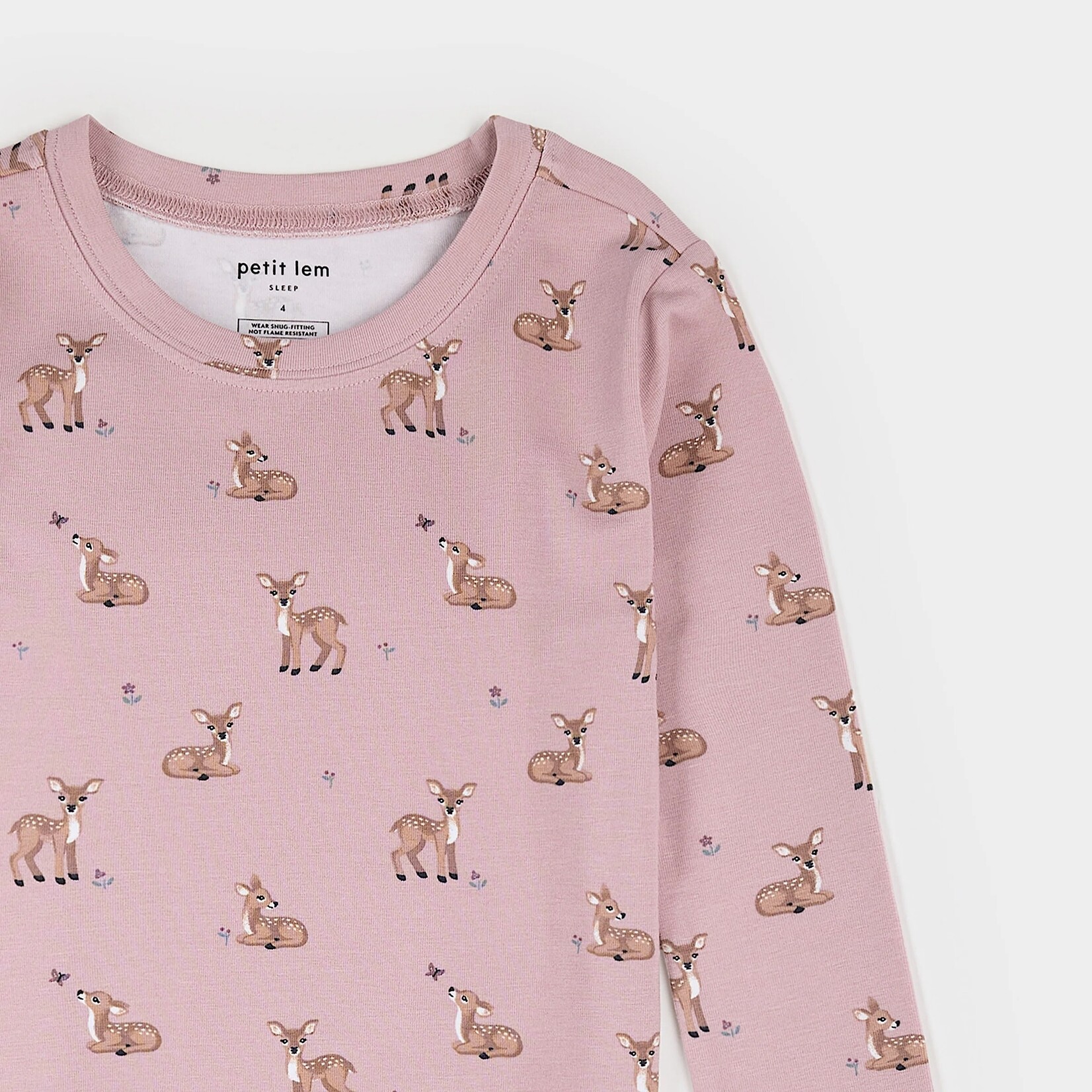 Petit Lem PETIT LEM - Ensemble pyjama mauve à imprimé de faons d'automne (2 pcs.)