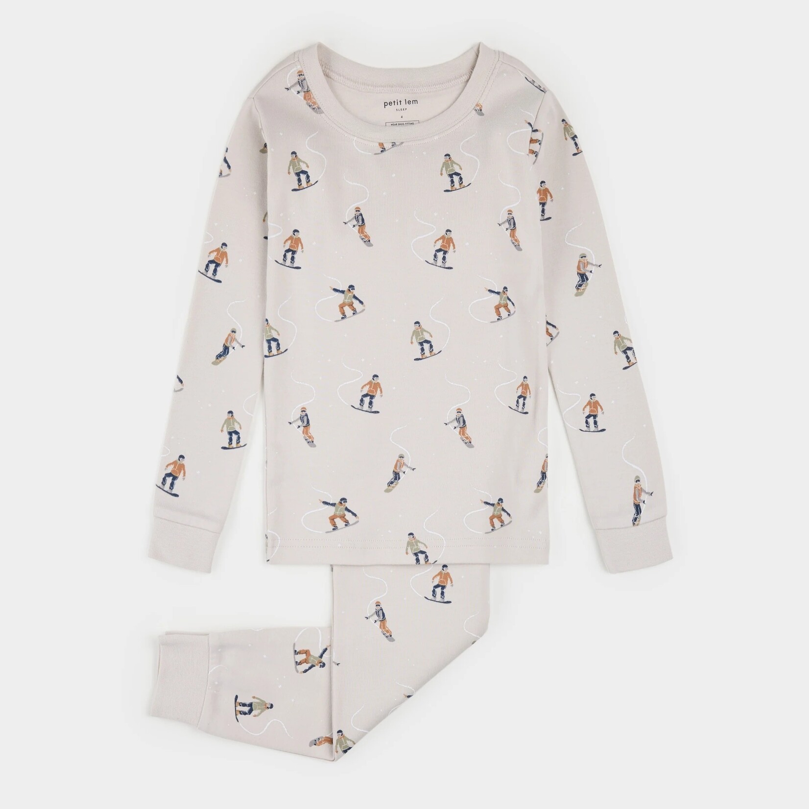 Petit Lem PETIT LEM - Cream pyjama set with snowboard slope star print (2 pcs.)
