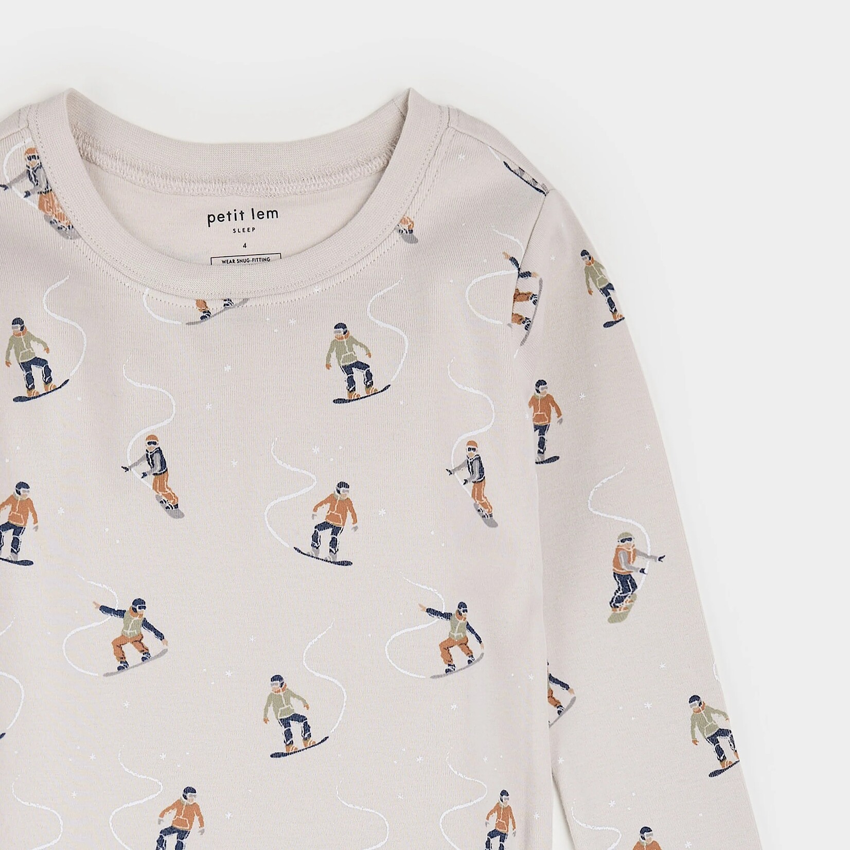 Petit Lem PETIT LEM - Ensemble pyjama crème à imprimé d'étoiles de piste (2 pcs.)