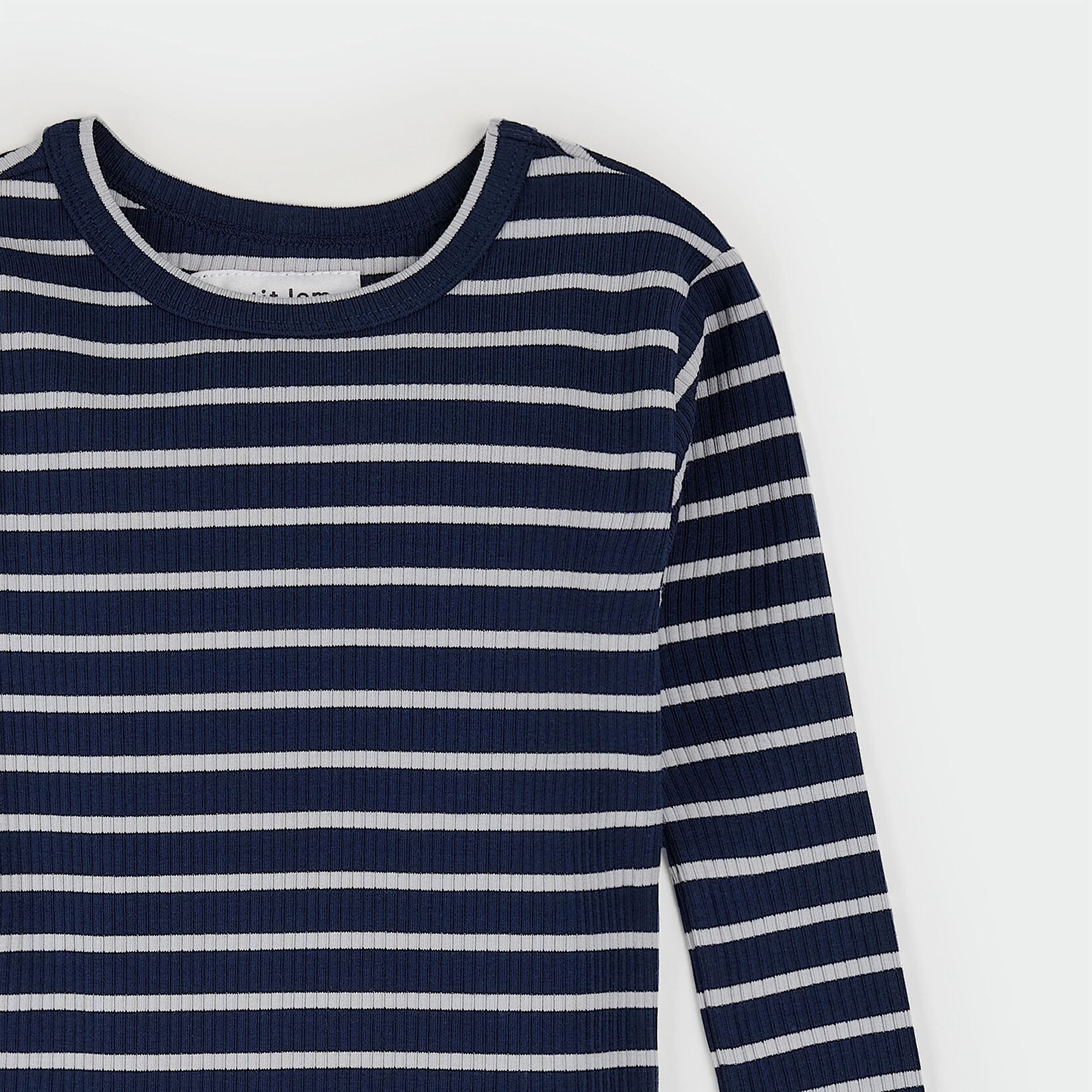 Petit Lem PETIT LEM - Ribbed modal pajama set with indigo stripes (2-piece)