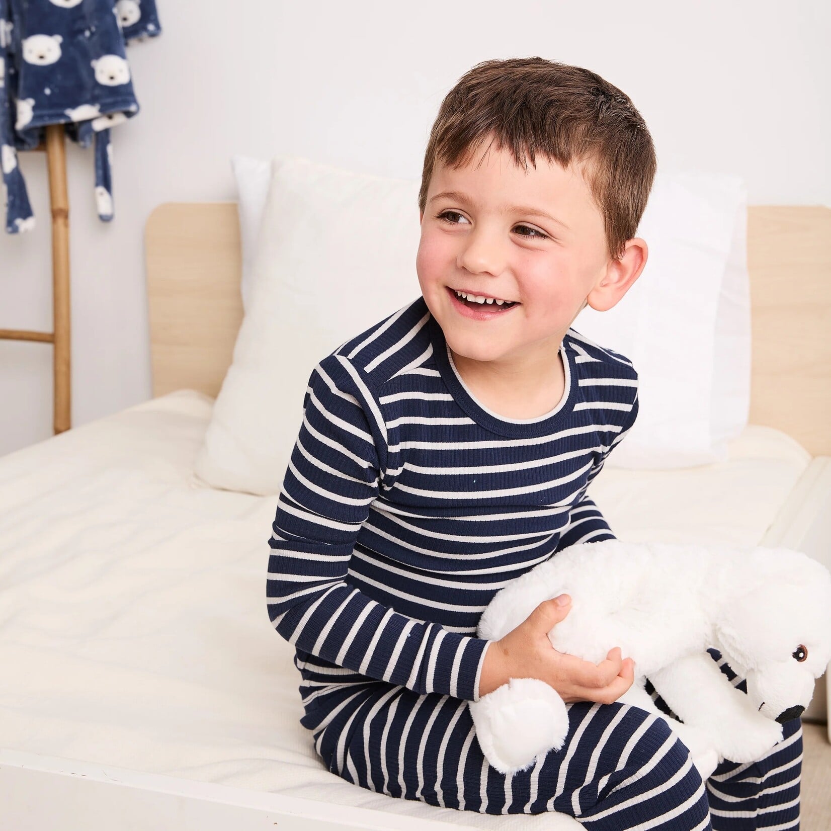Petit Lem PETIT LEM - Ensemble pyjama en modal côtelé à rayures indigo (2 pcs.)