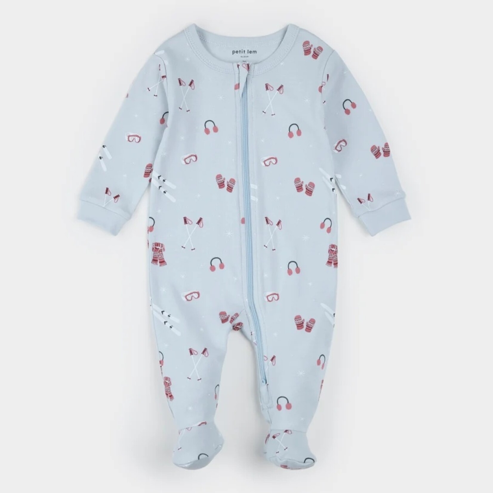 Petit Lem PETIT LEM - Pyjama de bébé bleu ciel à imprimé d'après-ski