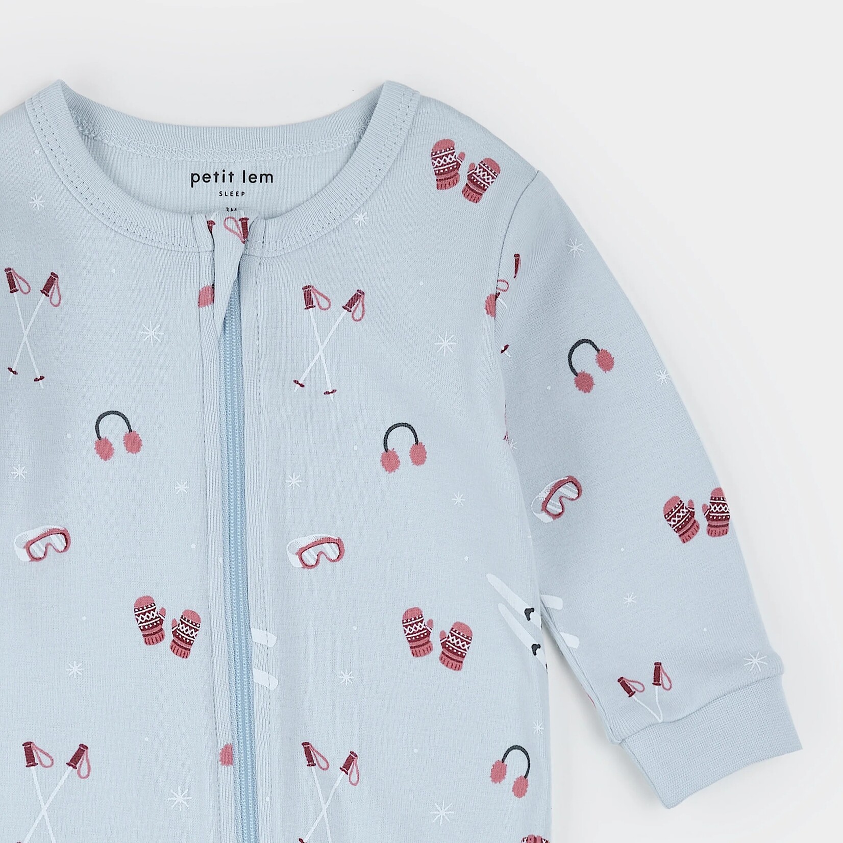 Petit Lem PETIT LEM - Pyjama de bébé bleu ciel à imprimé d'après-ski