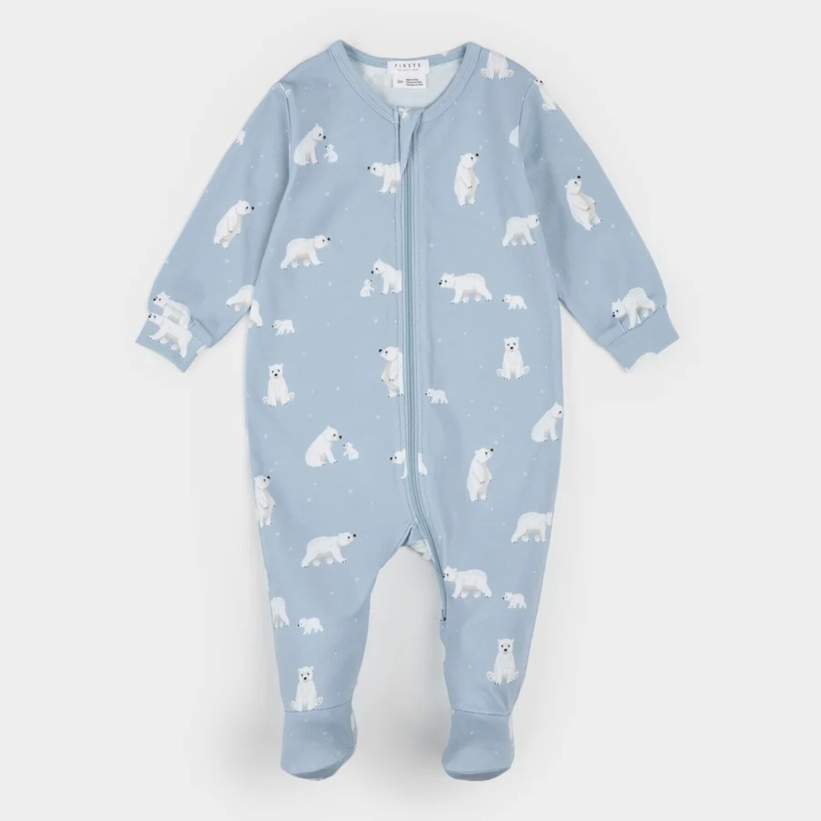 Petit Lem PETIT LEM - Pyjama de bébé LunaKnit bleu arctique à motif d'ours polaires