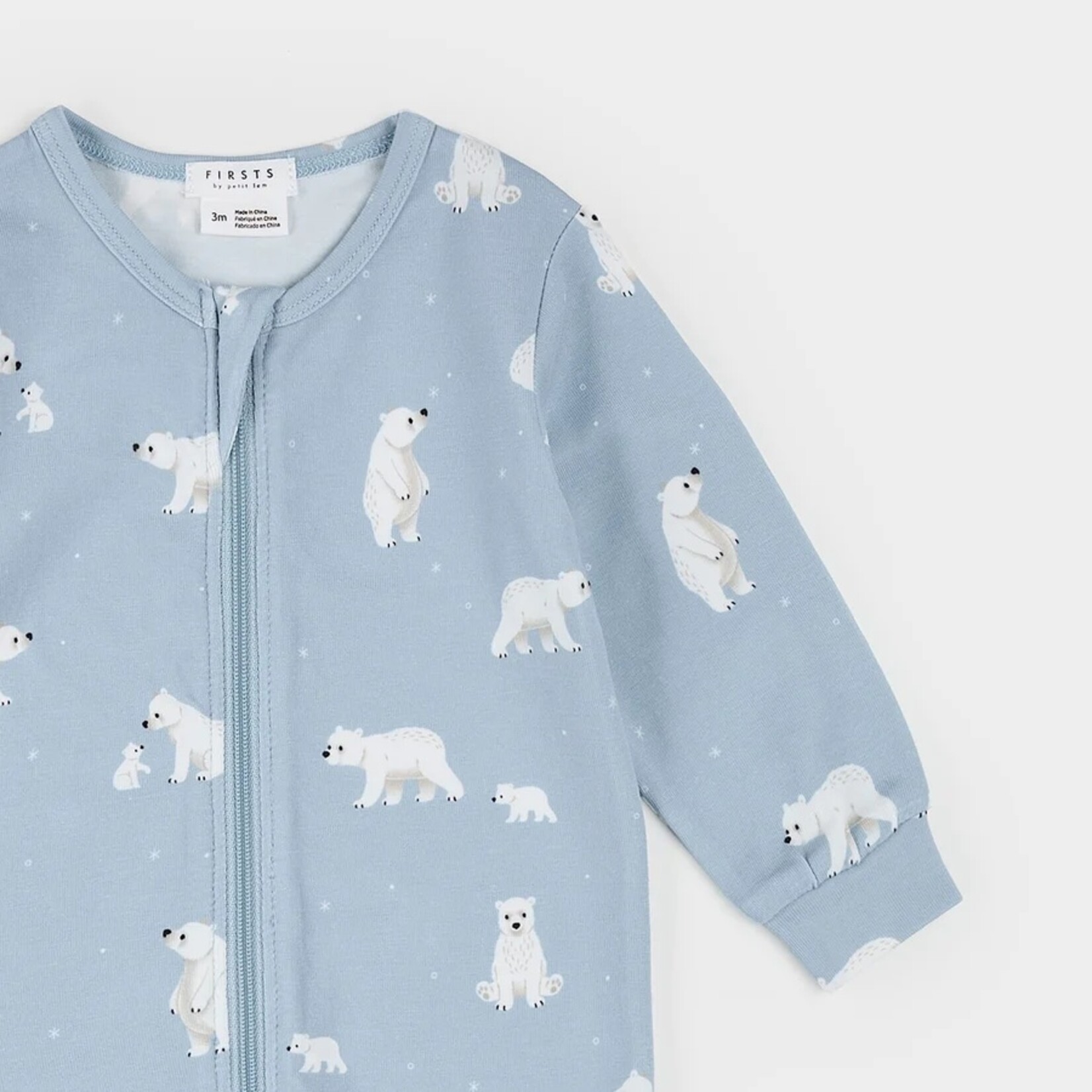 Petit Lem PETIT LEM - LunaKnit baby pyjamas in arctic blue with polar bear pattern