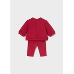 Mayoral MAYORAL - 2-piece set: Red sweater with floral embroidery and red trousers