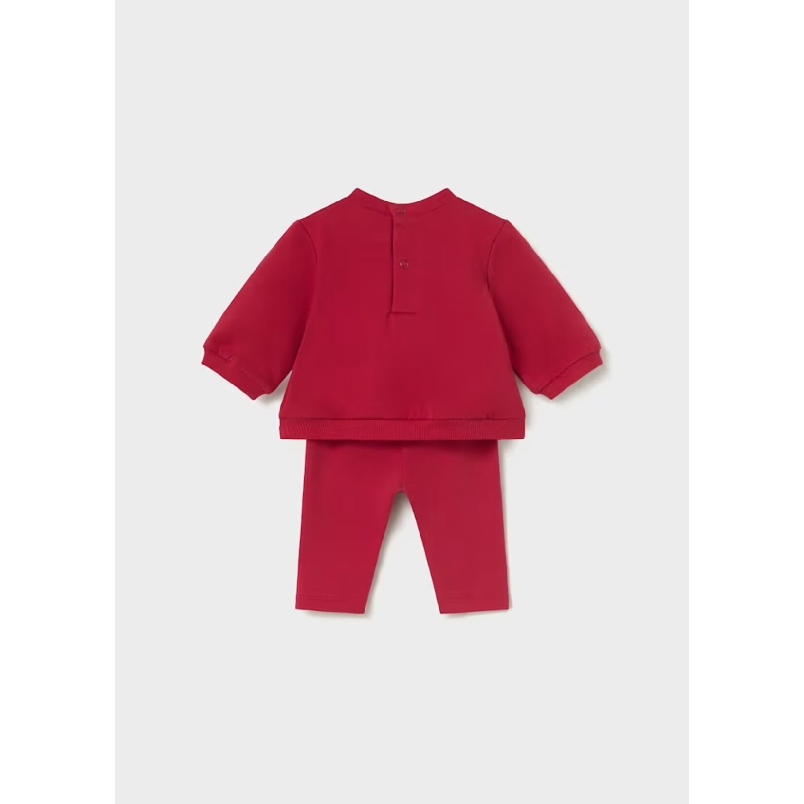 Mayoral MAYORAL - Ensemble 2 pièces: Pull rouge avec broderie fleur et pantalon rouge
