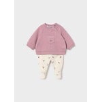 Mayoral MAYORAL - Ensemble 2 morceaux - Chandail à manches longues rose mauve gaufré et pantalon beige mûres
