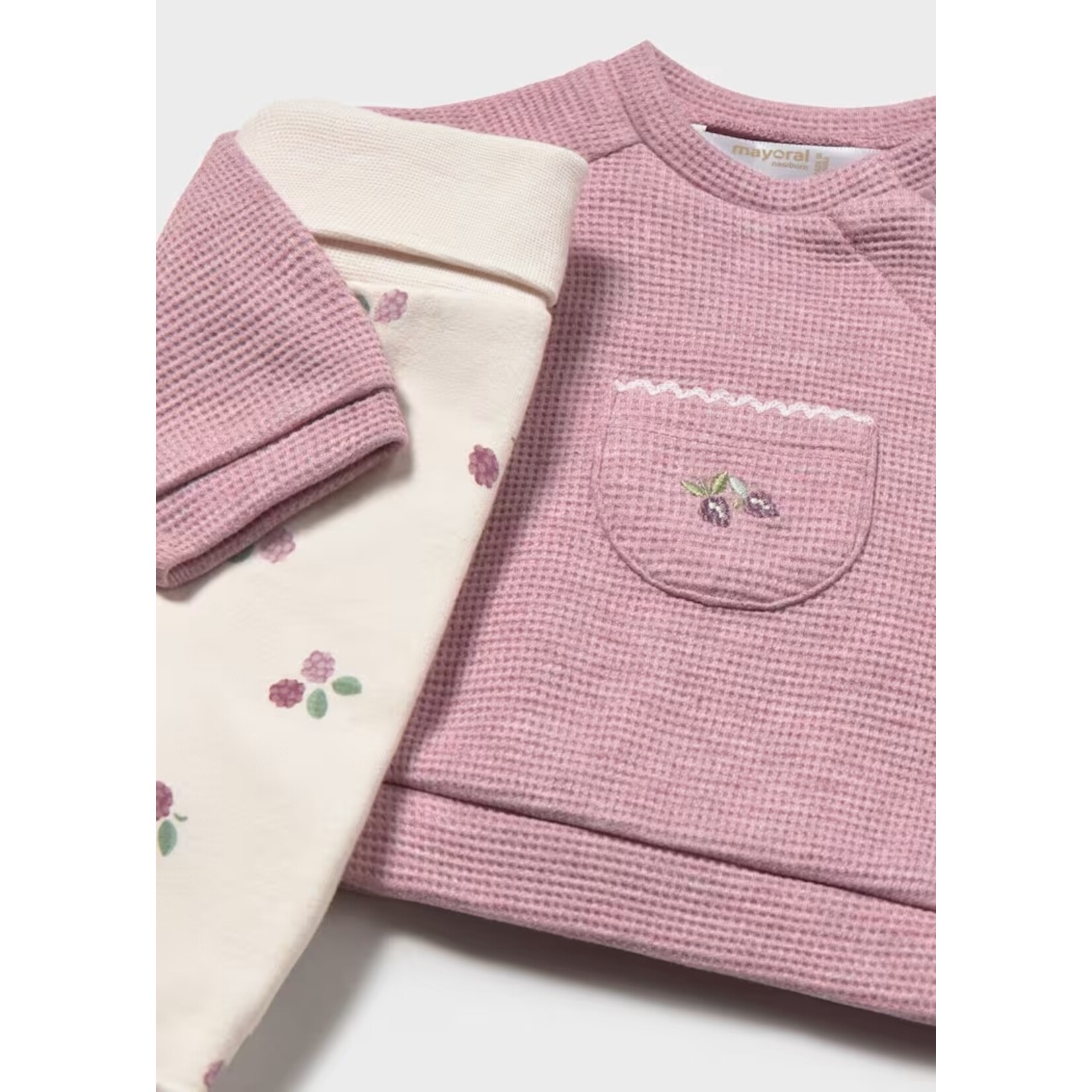 Mayoral MAYORAL - Ensemble 2 morceaux - Chandail à manches longues rose mauve gaufré et pantalon beige mûres