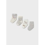 Mayoral MAYORAL - Set of 4 pairs of baby socks 'Animals on Wheels – White and Grey'