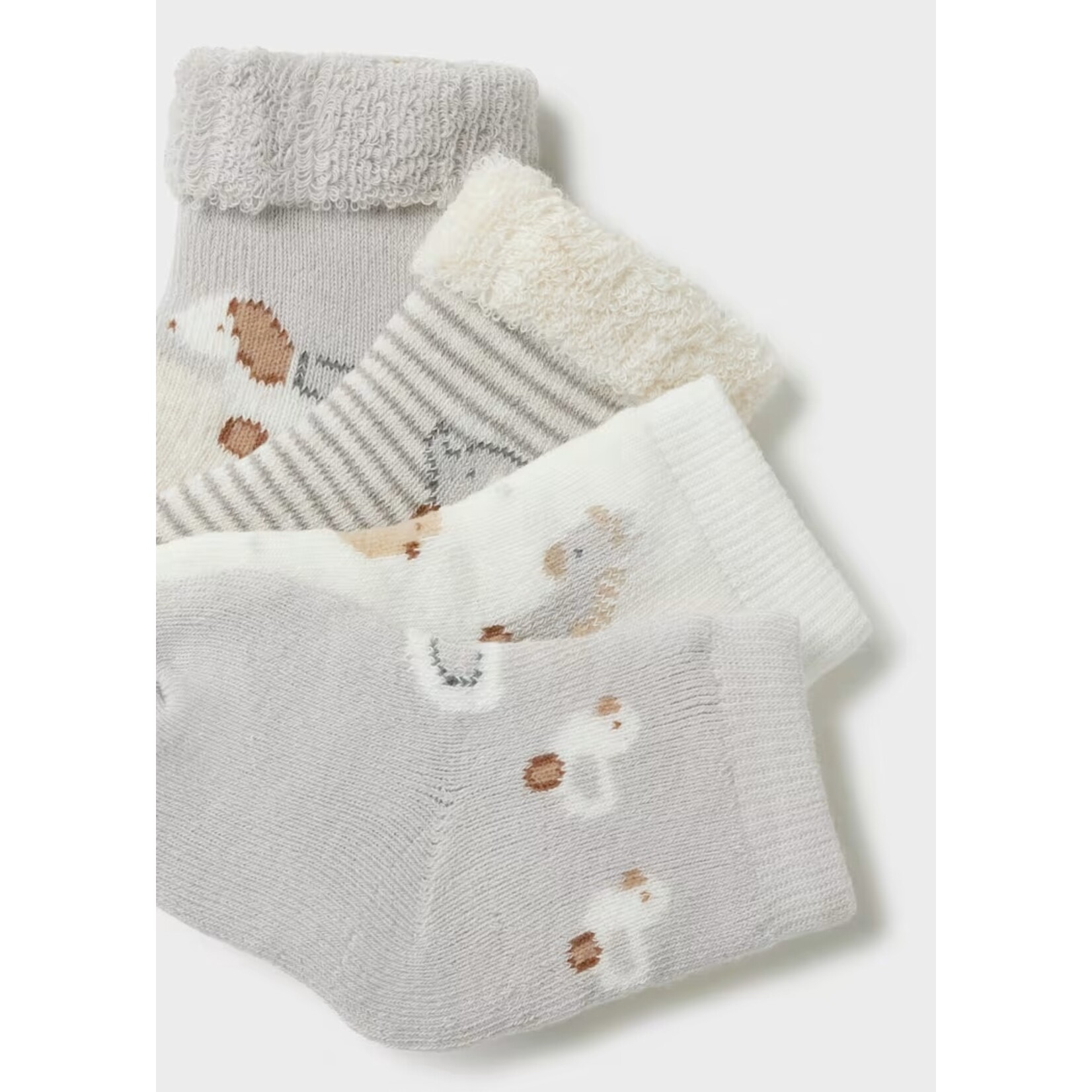 Mayoral MAYORAL - Lot de 4 paires de chaussettes pour bébé 'Animaux à roulettes - Blanches et grises'