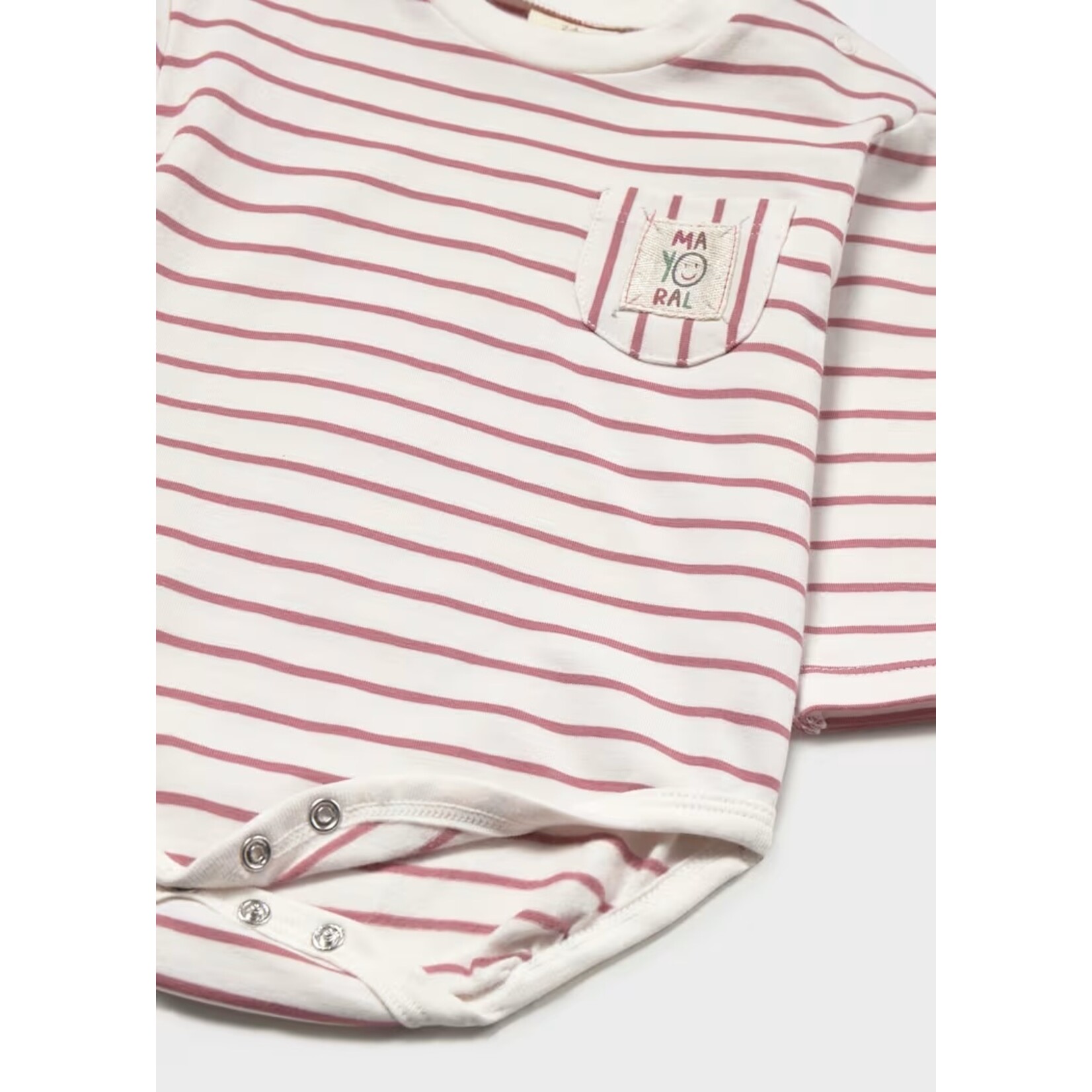 Mayoral MAYORAL - White bodysuit with pinkish-terracotta stripes