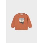 Mayoral MAYORAL - Orange pullover-style sweater with fox embroidery