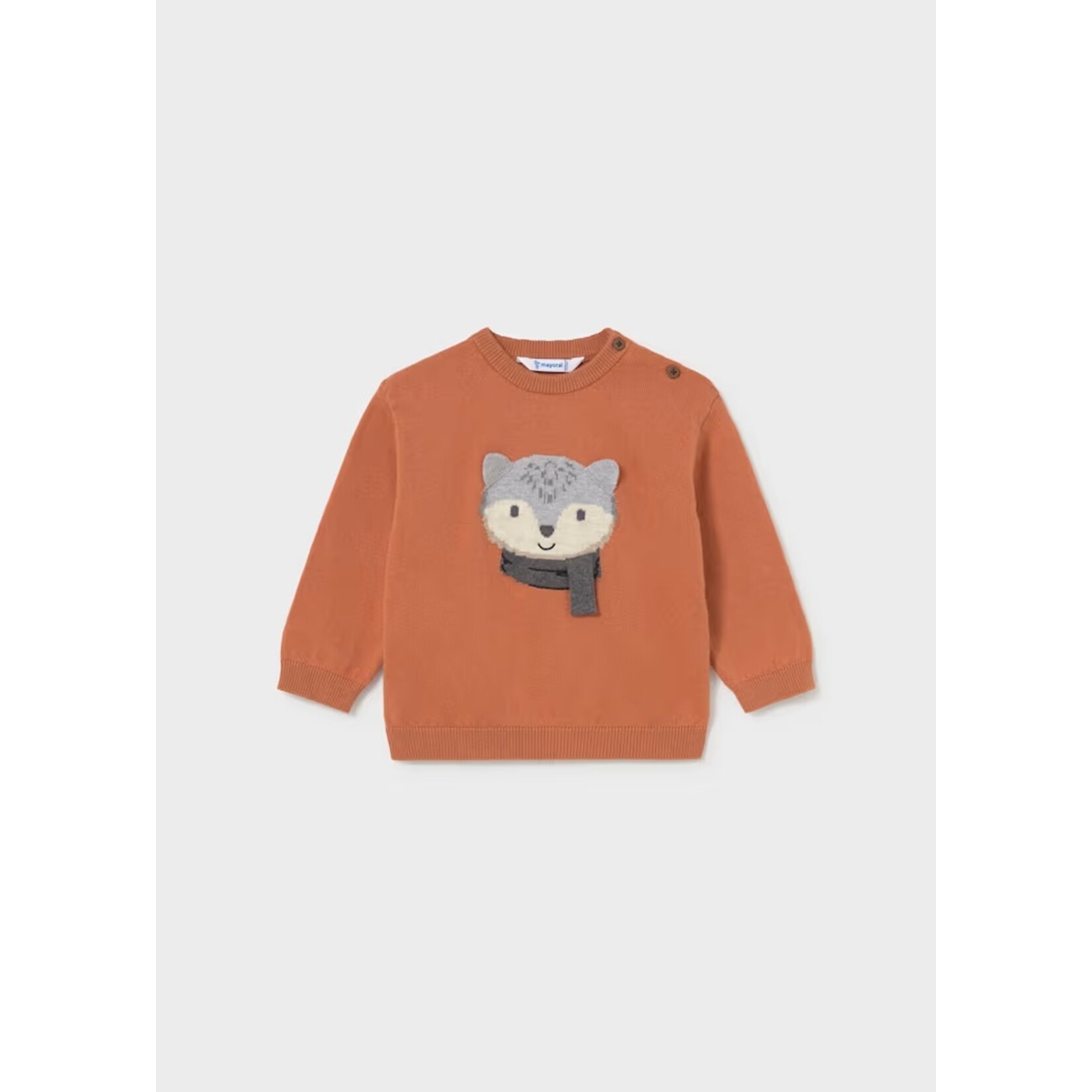 Mayoral MAYORAL - Orange pullover-style sweater with fox embroidery