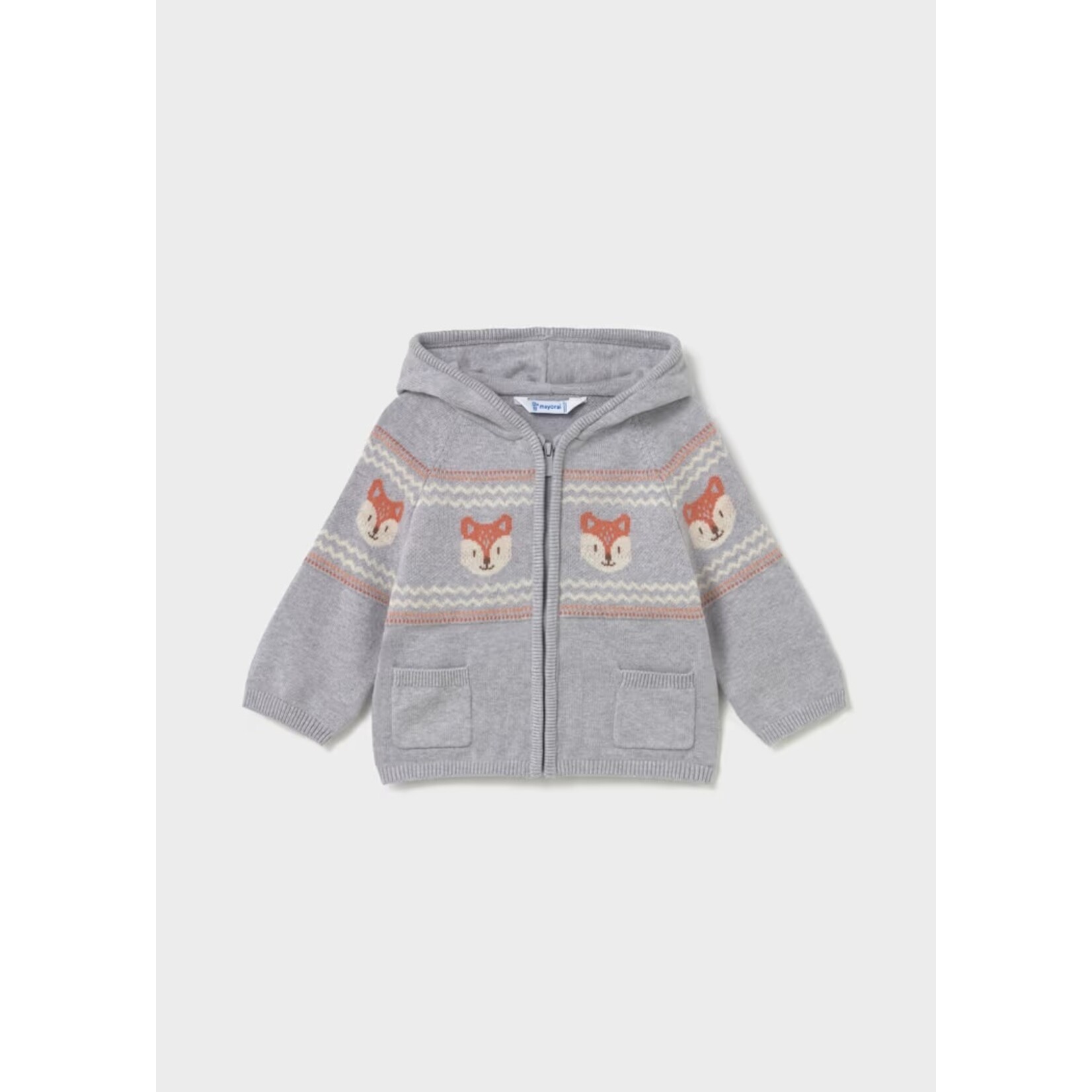 Mayoral MAYORAL - Grey zip-up jacket with a fox pattern