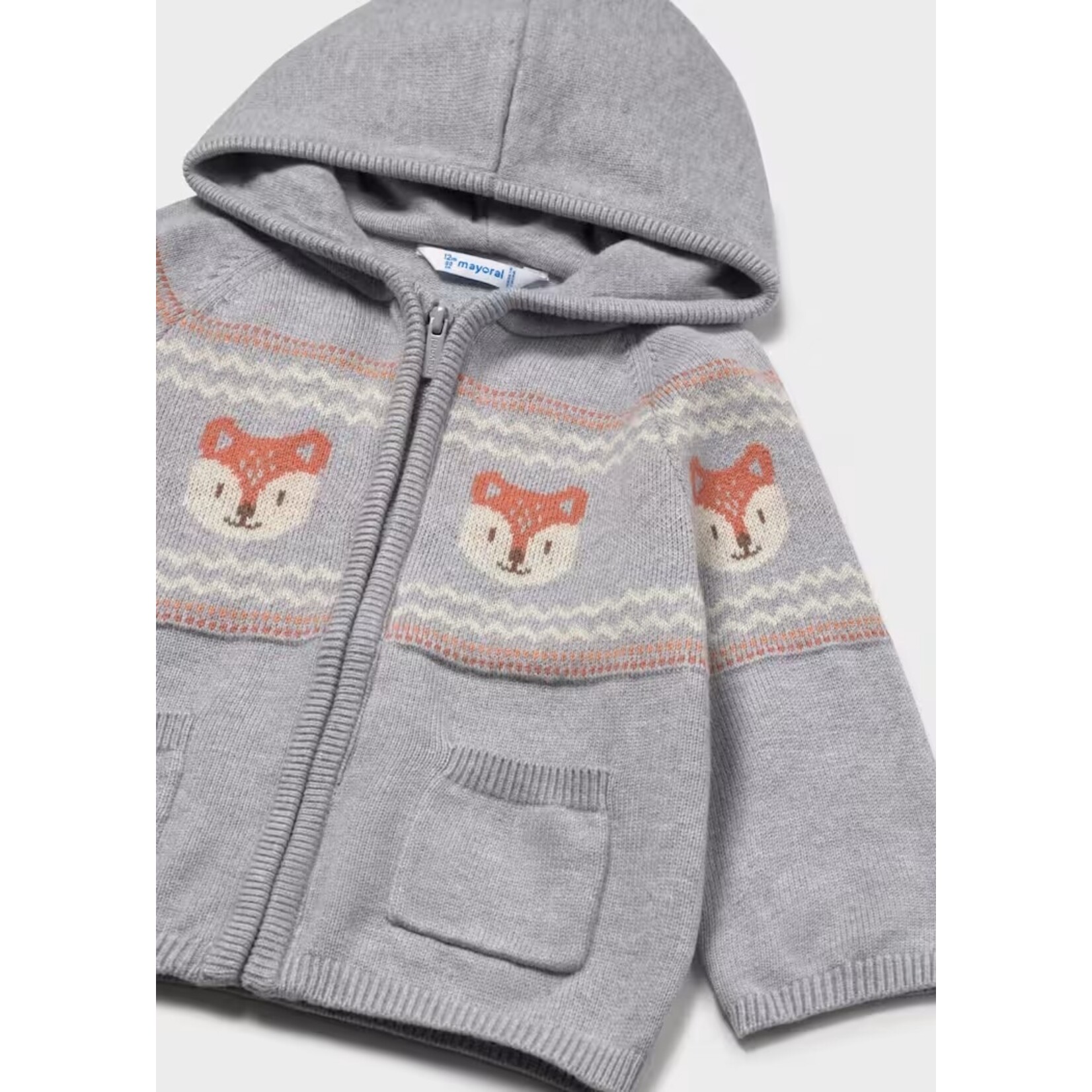 Mayoral MAYORAL - Grey zip-up jacket with a fox pattern