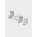 Mayoral MAYORAL - Set of 4 pairs of baby socks 'Teddy bears – White, turquoise, and heather beige'