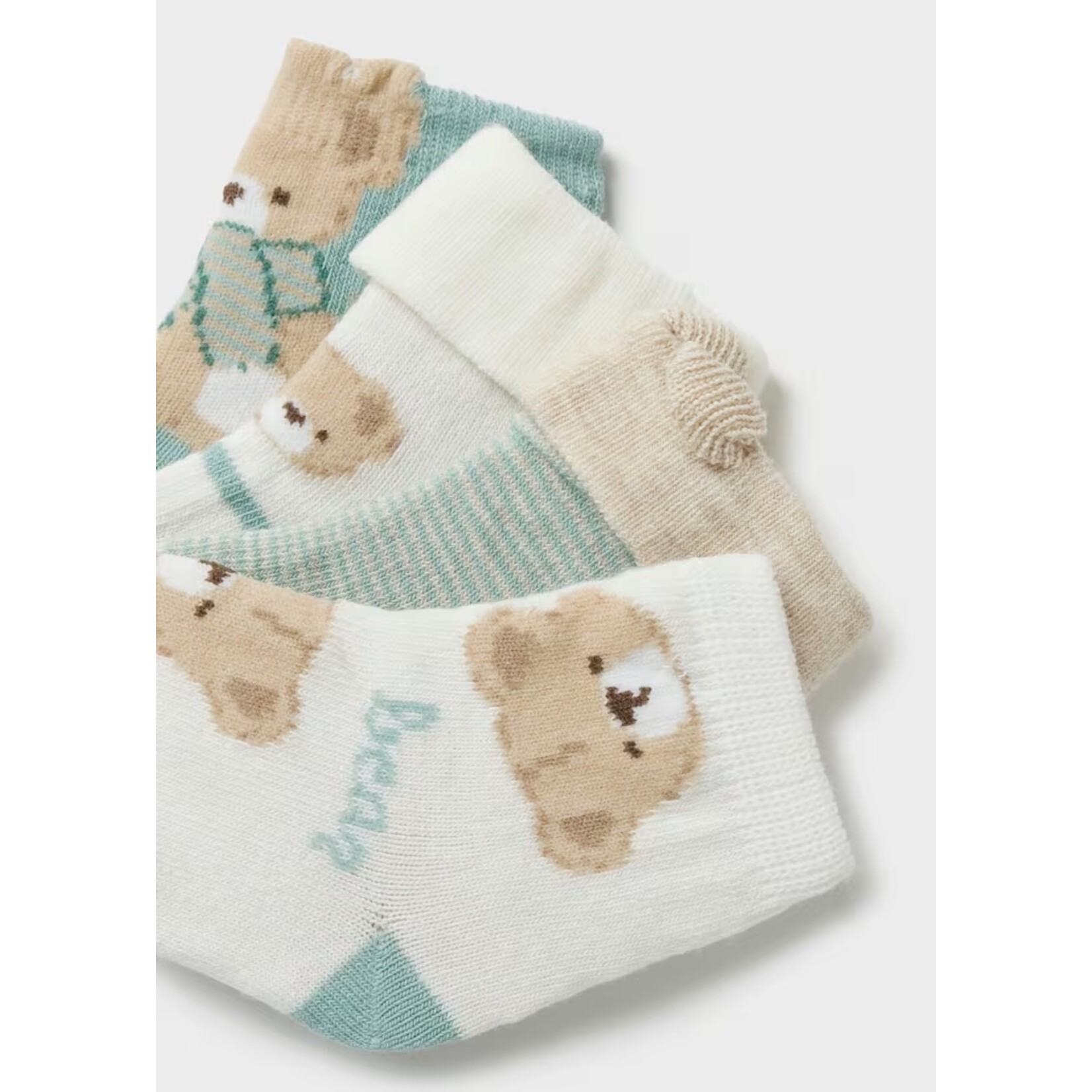 Mayoral MAYORAL - Lot de 4 paires de chaussettes pour bébé 'Oursons - Blanche, turquoise et beige chiné'