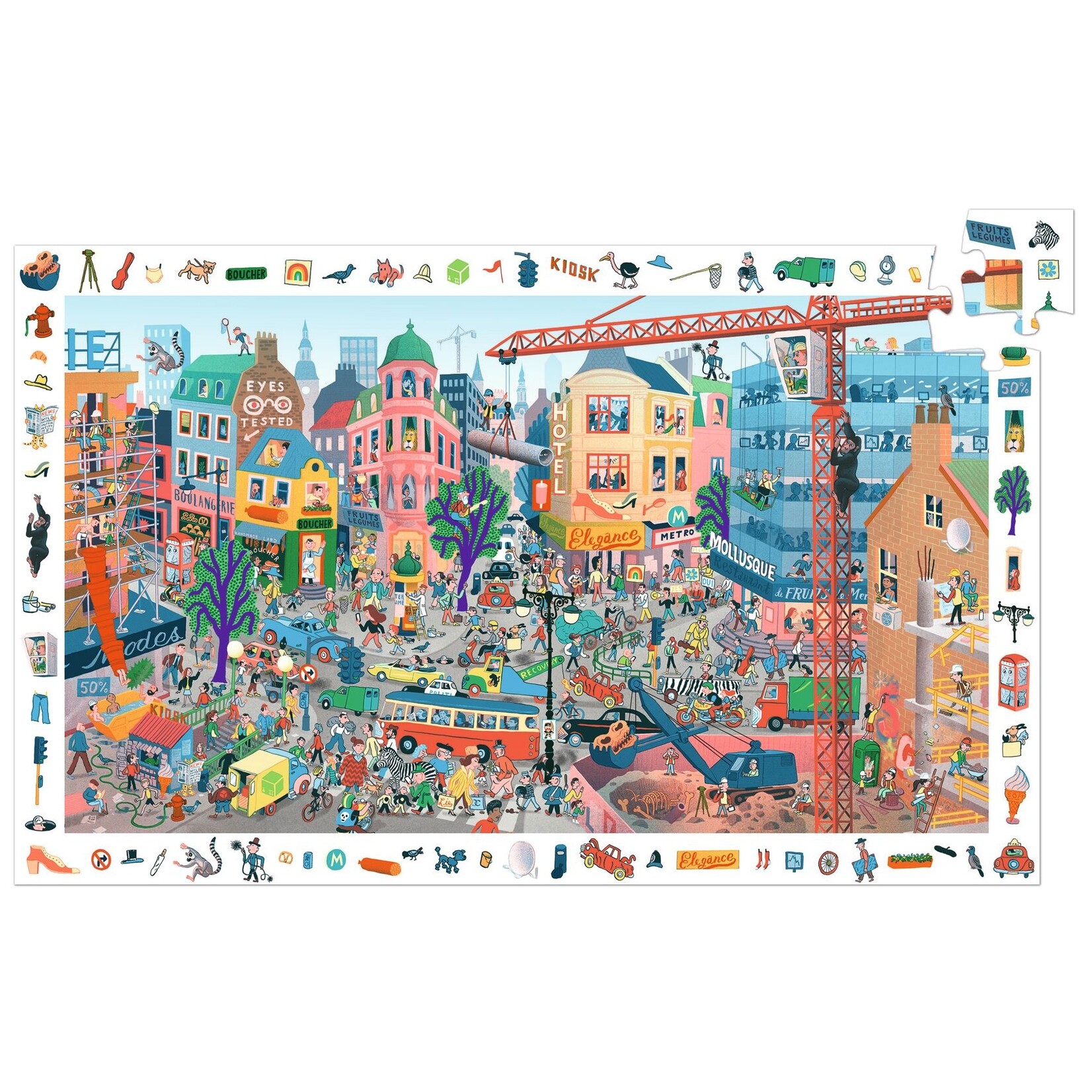Djeco DJECO - Casse-tête de 200 pièces 'Observation & poster' - La ville
