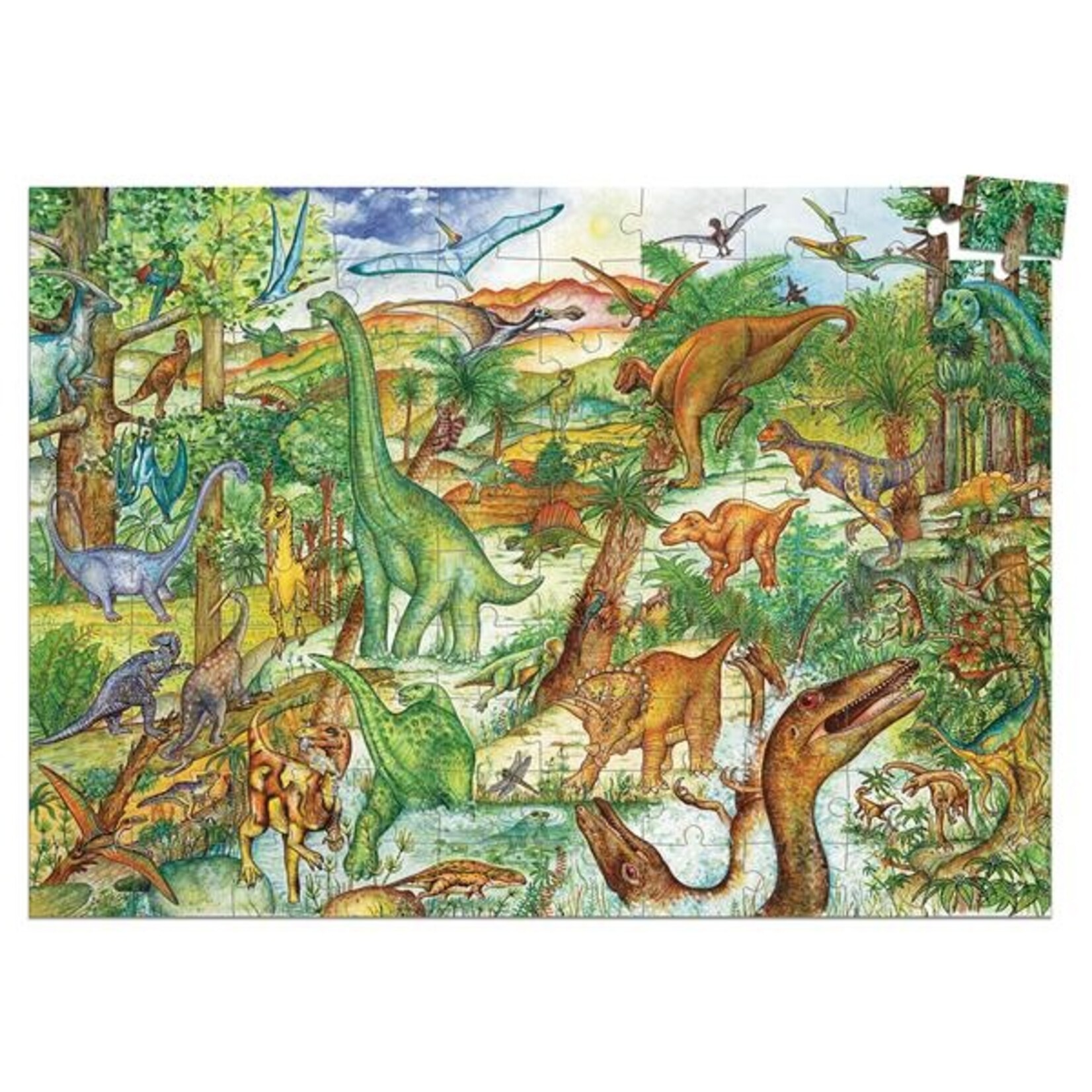 Djeco DJECO - 100 piece observation puzzle & booklet - Dinosaurs